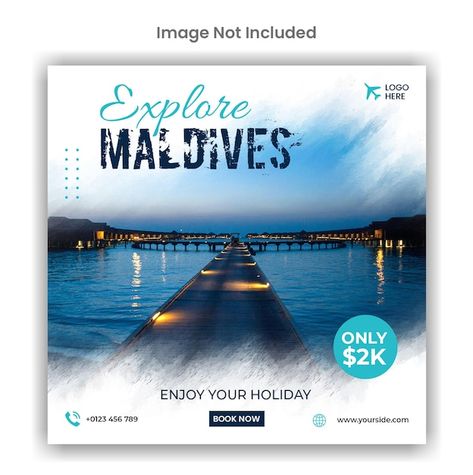 Travel Agency Social Media, Instagram Post Template Design, Post Template Design, Agency Social Media, Travel Advertising, Travel Poster Design, Maldives Resort, Maldives Travel, Social Media Design Inspiration