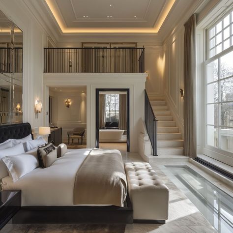 Big Luxury Bedroom, Mansion Interior Bedroom, Mansion Rooms, Mansion Bedroom, Space Saving Bedroom, Luxury Mansions Interior, Black Bedroom Design, Building Renovation, House Deco