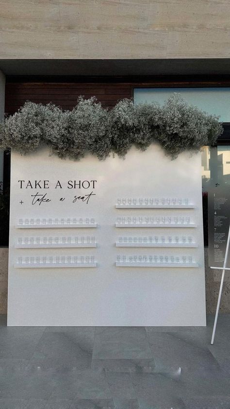 Seating Chart Wedding Shots, Tequila Seating Chart, Tequila Shot Seating Chart, Tequila Wall Wedding, Shot Seating Chart Wedding, Shot Wall Wedding, Take A Shot And Take A Seat, Welcome Shots, Shots For Wedding