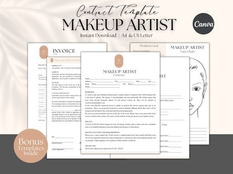 Makeup Contract Template, MUA Contract, Makeup Artist Forms, Bridal Makeup Contract, Freelance Makeup Artist Agreement Makeup Artist Contract, Business Partnership Agreement, Makeup Contract, Makeup Consultation, Employment Form, Makeup Business Cards, Freelance Contract, Photography Contract, Freelance Makeup Artist