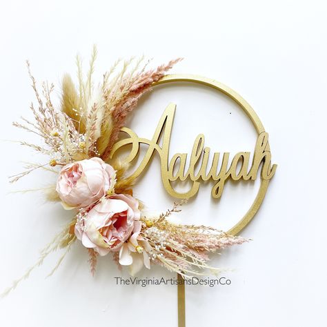 Dried Flowers Cake, Silk Flower Cake Topper, Baby Dedication Cake, Baby Dedication Party, Boho Cake Topper, Dedication Cake, Boho Cake, Flower Cake Toppers, Winchester Va