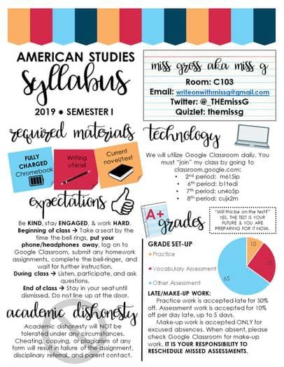 A colorful and engaging syllabus template that will help you organize your course content and keep your students engaged. This template includes everything you need to create a syllabus that is both informative and visually Syllabus Template, Middle School Literacy, Student Rewards, First Week Of School Ideas, 6th Grade Science, History Classroom, Powerpoint Slide, Business Templates, Classroom Fun