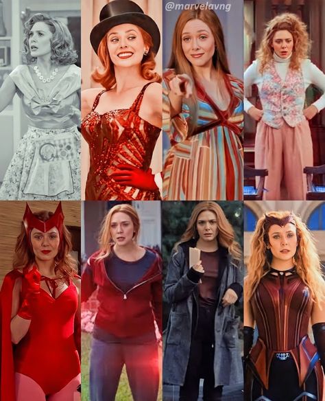 Wanda And Vision Costume, Wandavision Outfits, Wanda Vision Costume, Ginger Costumes, Scarlet Witch Outfit, Marvel Witches, Scarlet Witch Cosplay, Oc Aesthetic, Movie Edits