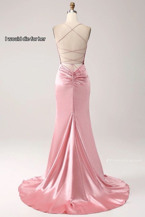 Backless Pink Dress, Cute Prom Outfits, Light Pink Dress Formal, Pink Dress Formal, Prom Aesthetic, Prom Dress Pink, Blush Prom Dress, Prom 2025, Prom Dress Inspo