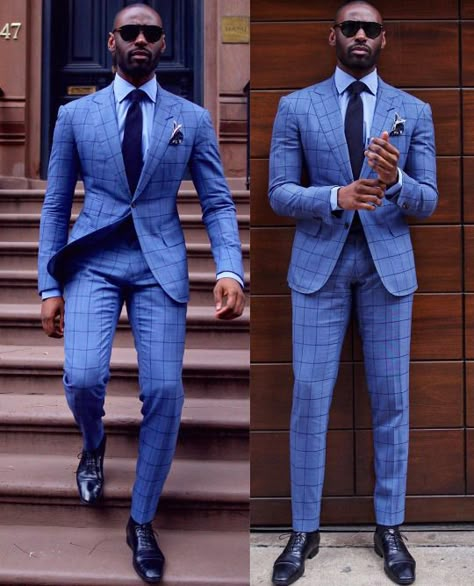 Blue Striped Suit, Graduation Suit, Italian Tailoring, Suits Business, Men's Costumes, Windowpane Suit, Mens Suit Style, Men In Suits, Funky Patterns