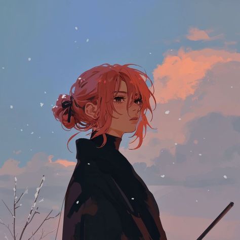 Girl Pfp Aesthetic Drawing, Ginger Hair Art Drawings, Redhead Woman Character Art, Oc With Purple Hair, Painterly Style Digital Art, Oc Faceclaim Art, Character Art Pink Hair, Anime Pink Hair Aesthetic, Distressed Pose Reference