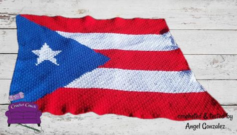 What you need for the Puerto Rico Flag Afghan:• Red Heart Super Saver or any Worsted Weight #4:  Red 939yds, White 593yds and Blue 472yds• Hook = size 5mm or H Hook• Yarn Needle• Yarn BobbinsSize:   72” x 56”Gauge:  10 Rows = 8”Blocks:  90 x 70**The pattern testers are permitted to us Yarn Bobbins, Crochet Pattern Written, C2c Crochet Pattern, C2c Graph, Bobble Stitch Crochet, Black And White Words, Puerto Rican Flag, Website Photos, Graph Crochet