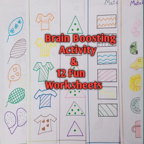 Brain Boosting Activity to improve concentration of kids Brain Boosting Activity Worksheet, Right Brain Activities Kids Worksheets, Brain Boosting Activities For Kids, Brain Gym Worksheets, Brain Boosting Activities, Concentration Activities, Brain Gym For Kids, Kids Exercise, Apple Preschool