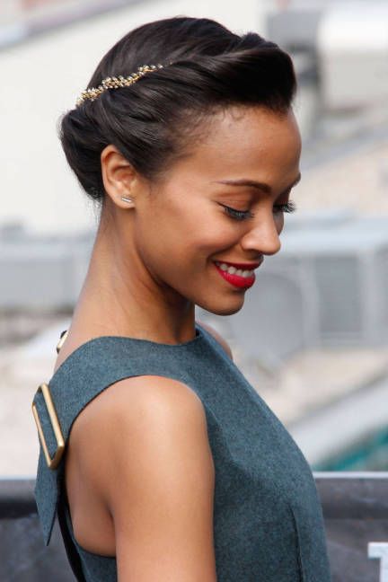 10 perfect updos for New Year's Eve, weddings, and beyond. Spring Hair Accessories, Bridal Hairdo, Up Dos For Medium Hair, Best Wedding Hairstyles, Zoe Saldana, Holiday Hairstyles, Spring Hairstyles, Red Lipstick, Great Hair