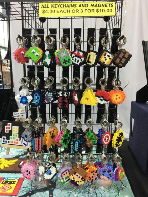 How To Display Perler Bead Art, Hanging Perler Beads, Perler Bead Display, Perler Mobile, Pokemon Perler Bead Patterns, Hamma Beads Ideas, Easy Perler Bead Patterns, Pony Bead Crafts, Pokemon Perler Beads