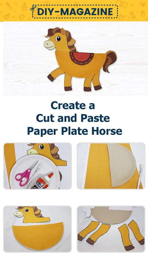 If your kids are into ponies, then they'll surely love this paper plate horse. A fun and educational activity that kids can do easily is this cut and paste crafts! What makes this arts and crafts project much simpler for small kids and preschoolers to do is the free horse printable that you can download on the site! Learn how to to make it here! Paper Plate Horse, Cut And Paste Crafts, Horse Printable, Paste Paper, Free Horses, Scissor Skills, Horse Crafts, Diy Toddler, Diy Magazine