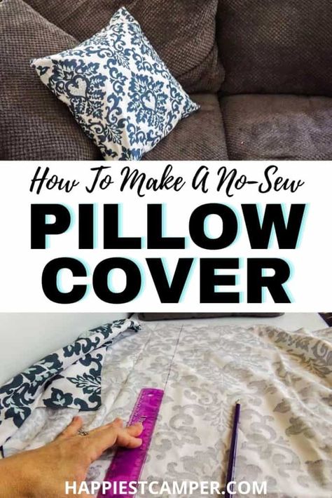 Easy No Sew Pillow Covers, Sew Pillow Cover, Easy Throw Pillows, Pillow Cover Tutorial, Throw Pillow Covers Diy, Diy Cushion Covers, Pillow Covers Tutorial, Sew Pillow, No Sew Pillow Covers