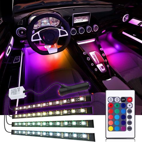 PRICES MAY VARY. 💕AtColorful Variety Of Mode Selection- 16 colors and four flicker modes RGB LED car interior lighting Kit, With the built-in remote control, you can easily control it anywhere within 5 meters.You can change the color of the LED and adjust the brightness according to the atmosphere.Always enjoy the color change of the car. 💓BRAND NEW DESIGN-The led strip lights come with high quality 3M adhesive tape,install them under the seats,easy to install and hide, keep your car clean and Car Interior Lights, Automobile Engineering, Interior Lights, Light Bars, Car Led Lights, Led Strip Light, Led Neon Lighting, Super Car, Strip Lights