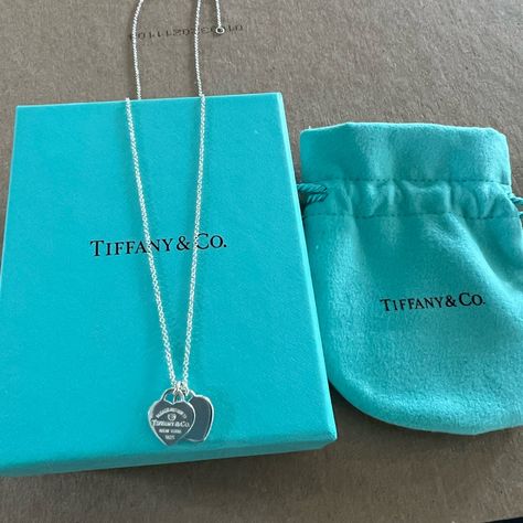 Brand New Tiffany & Co Return To Tiffany Heart Tag Pendant(Double Hearts) One With Mini Diamond..Sterling Silver. Chain Is Adjustable 16”-18” Diamond Weight Is .005. Comes In Original Box And Pouch Tiffany And Co Mini Double Heart Tag, Tiffany And Co Necklace Heart, Tiffany Co Necklaces, Tiffany And Co Jewelry, Tiffany And Co Necklace, Jewelry Tiffany, Return To Tiffany, Tiffany Necklace, Heart Tag