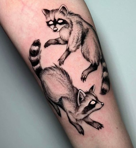 Raccoon Tattoo Cute, Simple Raccoon Tattoo, Matching Raccoon Tattoo, Trash Panda Tattoo, Possum Tattoo Simple, Traditional Raccoon Tattoo, Raccoon Tattoo Funny, Raccoon Tattoo Design, Small Raccoon Tattoo