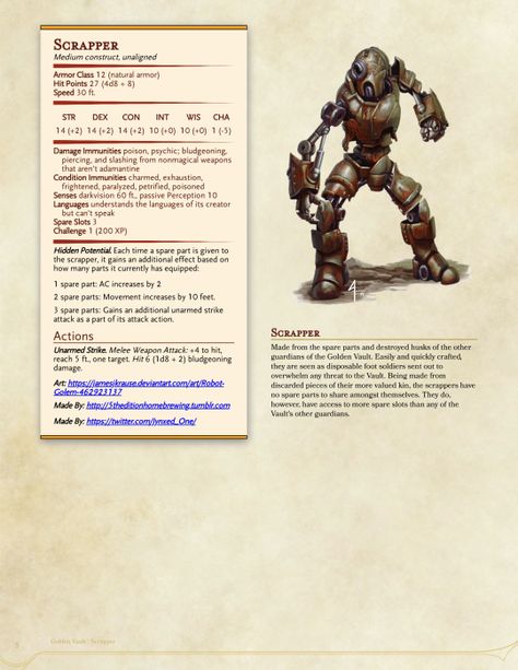 Dnd Mech, Dnd Clockwork, Dnd Steampunk, Dnd Rules, Dnd Enemies, Homebrew Monsters, Dungeons And Dragons Rules, Dnd Monster, Monster Board