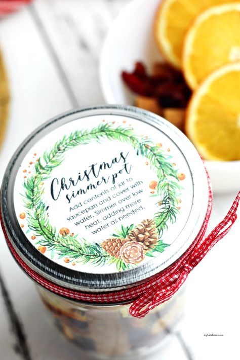 DIY Christmas simmer pot gift in a jar with directions on how to use potpourri in a simmer pot & how to make your house smell nice with Christmas Potpourri Mason Jar Gifts Recipes, Homemade Potpourri, Potpourri Gift, Simmer Pot Recipes, Christmas Scent, Smell Nice, Potpourri Recipes, Simmer Pot, Christmas Smell