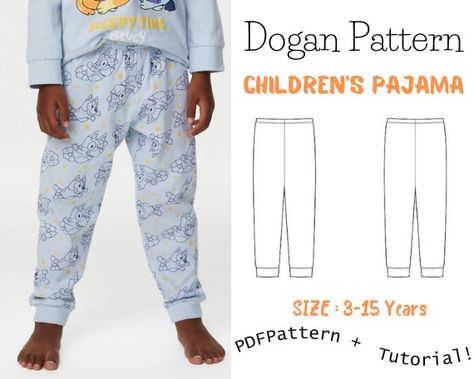 Children's pajama sewing Template/With Step-by-Step Illustrated Instructions/Children's pajama pattern/Suitable for beginners/Ages 3-15 Pajama Sewing Pattern, Sewing Template, Childrens Pyjamas, Cozy Sleepwear, Illustrated Instructions, Sewing Templates, Pajama Pattern, Old Design, Cozy Pajamas