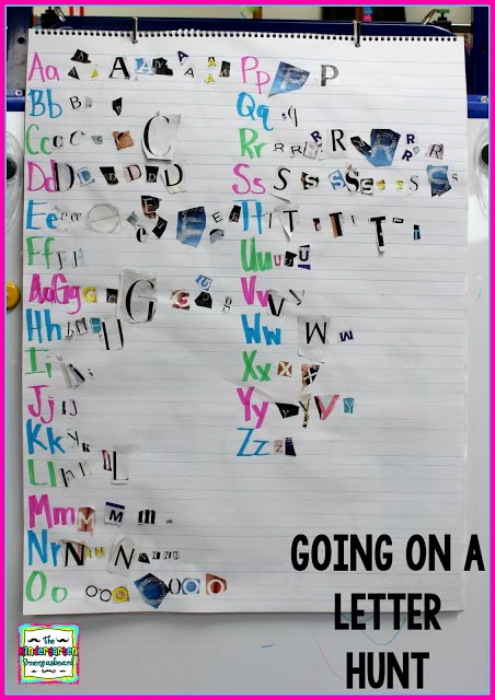 Use magazines to practice letter recognition!  Click here to see how to have… Letter Bootcamp Kindergarten, Letter U Activities For Kindergarten, A Letter From Your Teacher Activities, Kindergarten Classroom Must Haves, Letter Hunt, Kindergarten Activity, Kindergarten Smorgasboard, Kindergarten Letters, Alphabet Kindergarten