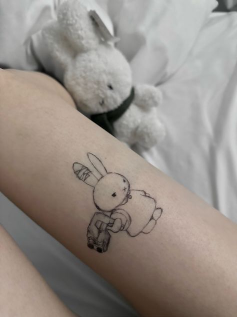 Miffy Tattoo Design, Miffy Tattoo, Kuromi Tattoo, Cute Tats, Stick N Poke, Wicked Tattoos, Stick N Poke Tattoo, Poke Tattoo, Stick And Poke