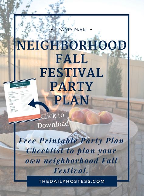 Printable party plan, neighborhood fall festival checklist, neighborhood fall party, fall party ideas, fall festival food, games, decor, neighborhood ideas Small Town Fall Festival Ideas, Neighborhood Fall Festival, Neighborhood Party Themes, Neighborhood Fall Party, Neighborhood Fall Block Party, Neighborhood Thanksgiving Party, Neighborhood Halloween Party Ideas, Neighborhood Thanksgiving Ideas, Neighborhood Get Together Ideas