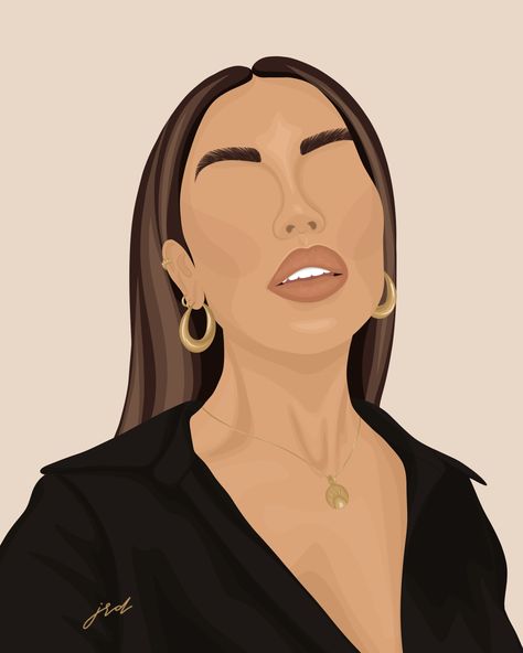 custom digital illustration created on procreate of a beauty influencer wearing a black top and gold jewelry Branding Social Media, Procreate App, Small Business Owners, Digital Illustrations, Media Content, Apple Pencil, Social Media Content, Business Owners, Ipad Pro