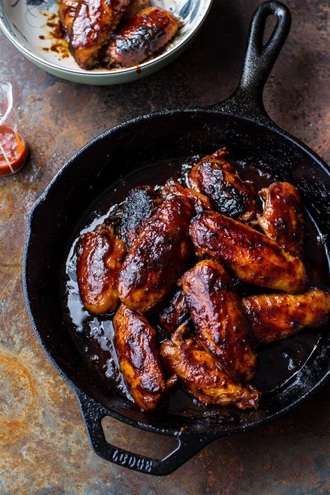 These hot wings are an easy meal both family and guests will love to help get fired up for Sunday or Monday night football. Find them @ halfbakedharvest.com Iron Skillet Recipes, Half Baked, Hot Wings, Barbecue Chicken, Half Baked Harvest, Cast Iron Cooking, Corn Dogs, Carne Asada, Chicken Wing Recipes