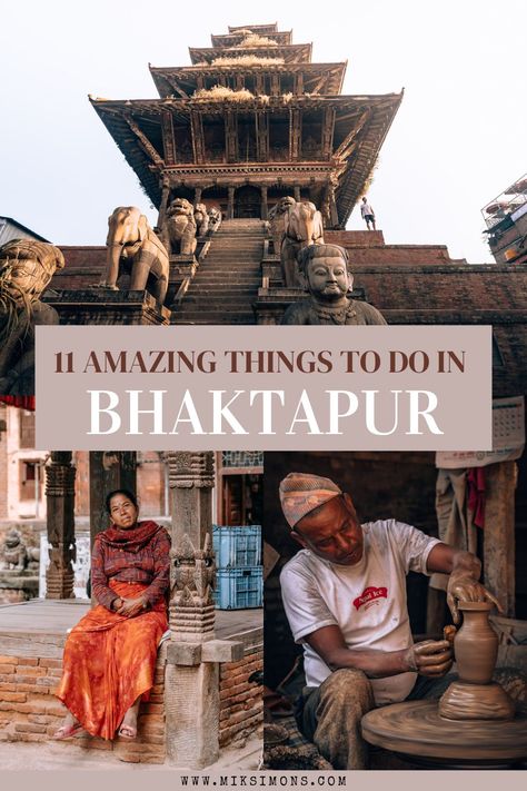 Bhaktapur is one of the oldest royal cities in Nepal and a UNESCO World Heritage Site with several interesting sights worth a visit. Whether you’re looking for cultural exploration, outdoor adventure opportunities or to relax, there are plenty of places to visit in Bhaktapur The various temples such as Nyatapola Temple and Dattatreya Square for the amazing architecture and wander around the narrow alleys with pottery shops and cafes serving delectable local recipes. Nyatapola Temple, Bhaktapur Nepal, Nepal People, Local Recipes, Nepal Culture, Travel Nepal, Royal City, Nepal Travel, Awesome Places