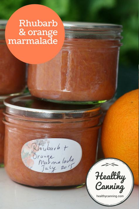 Rhubarb and Orange Marmalade. A delicious sugar-free orange marmalade adding the tart aftertones of rhubarb. #canning Canning Marmalade, Rhubarb Marmalade, Sugar Free Orange Marmalade, Healthy Canning, Freezing Recipes, Preserving Recipes, Homemade Jams, Apple Chutney, Marmalade Recipe