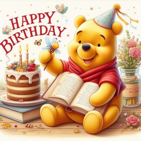 Happy Birthday Pooh Bear, Winnie The Pooh Happy Birthday, Christian Birthday Greetings, Disney Birthday Card, Winnie The Pooh Gif, Winnie The Pooh Cartoon, Happy Birthday Clip Art, Winnie The Pooh Drawing, Happy Birthday Wishes Pics