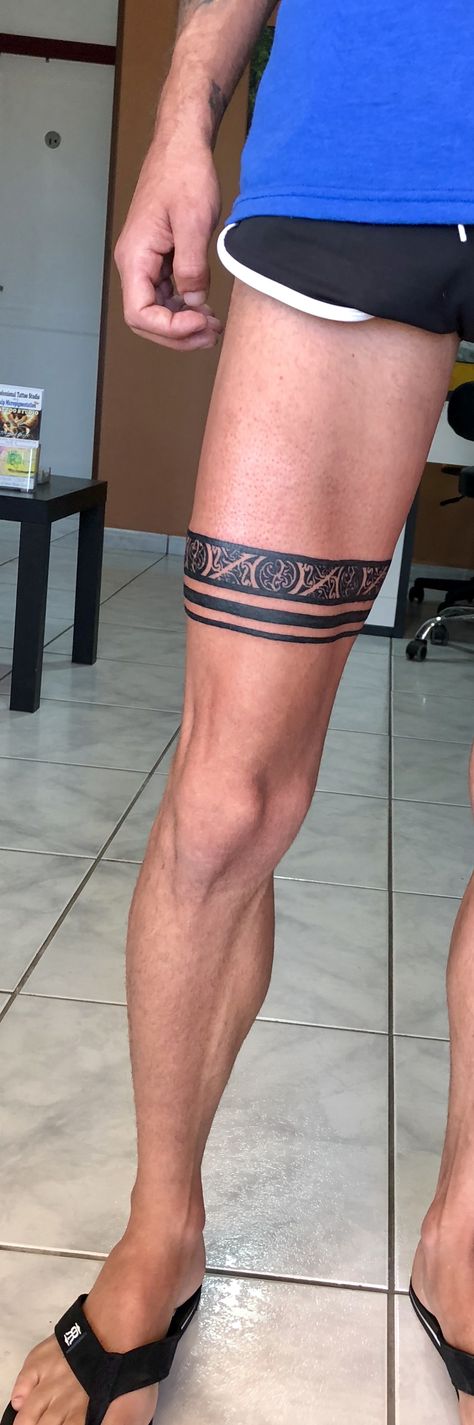 Leg stripe tattoo Tattoo That Wraps Around Leg, Leg Ring Tattoo Men, Band Tattoos For Men Leg, Thigh Band Tattoo Men, Band Leg Tattoo, Band Tattoo On Thigh, Leg Band Tattoo Men, Leg Bracelet Tattoo, Leg Ring Tattoo