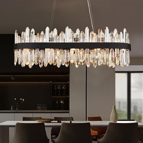 Everly Quinn Polaris 20 - Light Dimmable Square / Rectangle Chandelier & Reviews | Wayfair Modern Chandelier Dining, Raindrop Chandelier, Sputnik Light Fixture, Contemporary Ceiling, Modern Crystal Chandelier, Crystal Ceiling Light, Dining Room Light Fixtures, Rectangle Chandelier, Wagon Wheel Chandelier