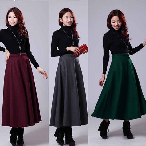 Long skirt. Opaque tights. Ankle boots. Neutral turtleneck. Long necklace. Long Skirt Ankle Boots Outfit, Turtleneck And Long Skirt, Maxi Skirt Turtleneck Outfit, Fall Skirt Outfits With Boots Modest, Long Skirt With Boots Outfit Winter, Skirt And Ankle Boots Outfit, Skirts Winter Outfits, Modest Winter Outfits For Church, Autumn Work Outfits