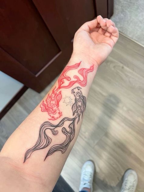 Dark Red Tattoo, Red And Black Ink Tattoos, Filler Tattoo Ideas Gap, Lil Tattoos, Gap Filler Tattoo, Forarm Tattoos, Egyptian Tattoo, Tattoos For Black Skin, Red Tattoos