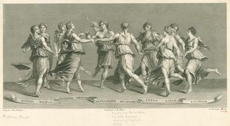 Apollo And The Muses, Women Dancing, The Muses, Muse Art, Engraving Art, The Nines, Vintage Art Prints, Greek Gods, Museum Of Fine Arts