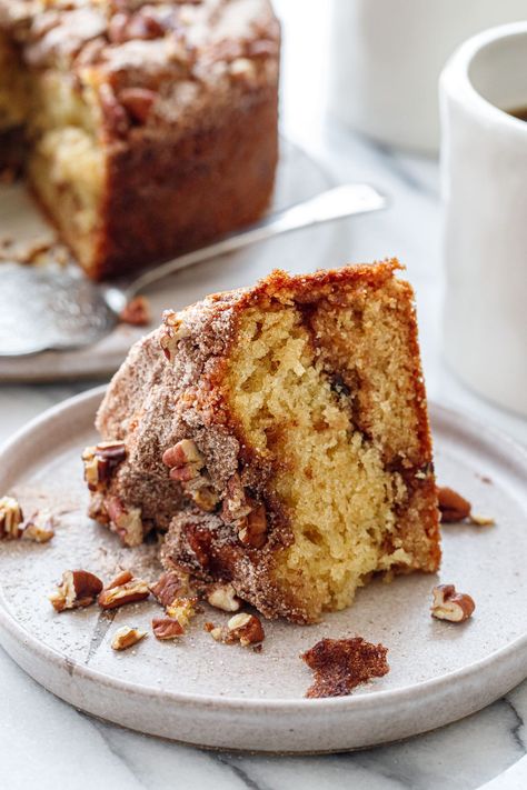 Greek Yogurt Coffee Cake | Love and Olive Oil Coffee Cake With Greek Yogurt, Greek Yogurt Bundt Cake, Olive Oil Coffee Cake, Greek Yogurt Apple Cake, Greek Yogurt Baked Goods, Greek Yogurt Cake Recipe, Coffee Cake With Yogurt, Healthier Coffee Cake, Greek Yogurt Pound Cake