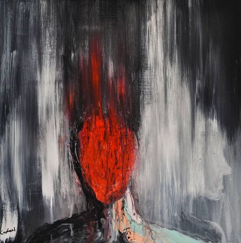 Deep Paintings, Emotional Painting, Figurative Kunst, Dark Paintings, Art Mediums, Kunst Inspiration, Arte Obscura, Expressionism Painting, A Level Art