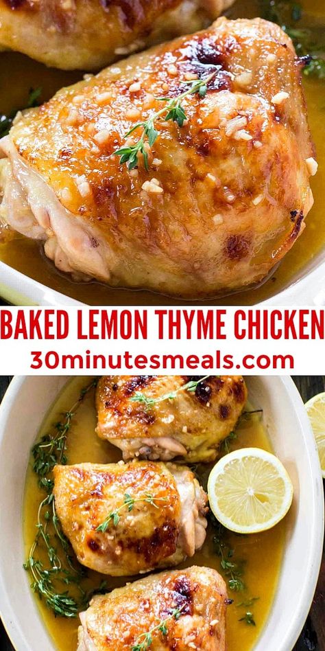 Chicken With Lemon Recipes, Lemon Roast Chicken Recipe, Thyme Roasted Chicken, Chicken And Thyme Recipes, Uses For Fresh Thyme, Lemon And Thyme Chicken, Recipes Using Fresh Thyme, Cooking With Thyme, Chicken With Thyme Recipes