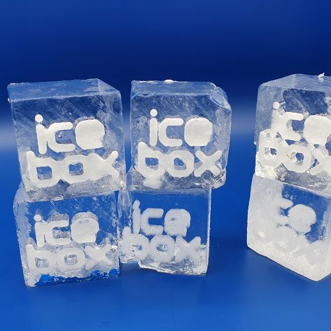 ice cube with logo Ice Set Design, Ice Box Chains, Branded Ice Cubes, Diamond Ice Cube Tray, Vintage Ice Box, Ice Logo, Ice Rock, Ice Luge, Drink Display