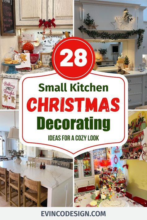 Christmas Decor For Countertops, Christmas Decor In Small Spaces, Christmas Decor Ideas For Cabinets, Small Kitchen Table Christmas Decor, How To Decorate With Kitchen Aid Mixer For Christmas, Small Kitchen Christmas Decor Ideas, Kitchen Decorated For Christmas, Kitchen Countertop Christmas Decor, Kitchen Xmas Decor Ideas