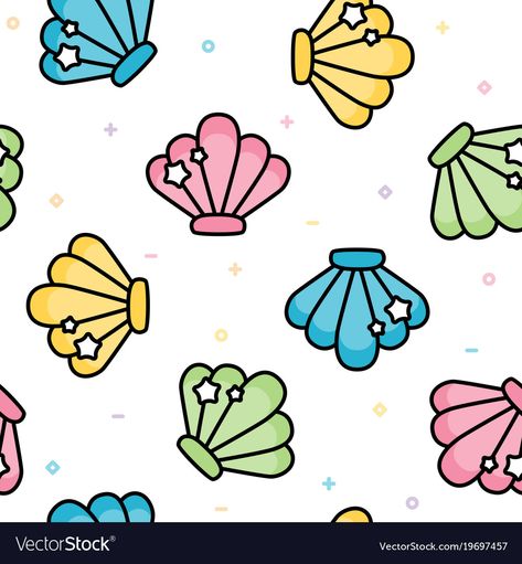 Pattern Seamless, Summer Wallpaper, Seamless Pattern Vector, Pattern Vector, Pattern Drawing, Sea Shell, Seamless Pattern, Cute Cartoon, Seamless Patterns