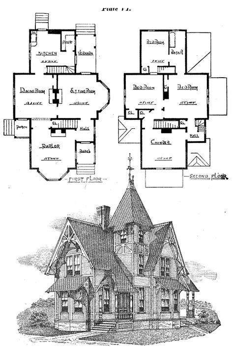 Gothic Revival Floor Plans, Witchy House Floor Plan, Dark Academia Floor Plan, Witch House Floor Plan, Cottage House Designs, Architecture Cool, Victorian House Plans, Victorian Style House, Indian House Plans