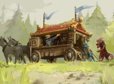 Merchant Caravan, Dnd Dragons, Fiction Idea, My Fantasy World, Smart Auto, Dnd Art, D&d Dungeons And Dragons, Dungeon Master, Environment Concept Art