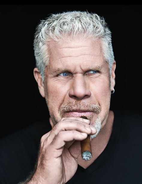 Ron Perlman aka Clay Ron White Comedian, Grey Hair Beard, Ron Perlman Sons Of Anarchy, Ron Perlman, Steve Buscemi, Good Cigars, Cigars And Whiskey, Poses For Men, Hollywood Actor