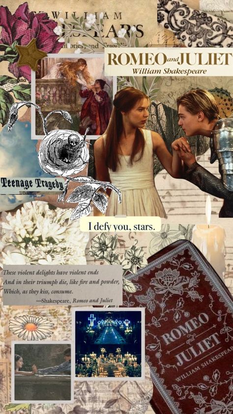 Romeo And Juliet Aesthetic Wallpaper, Vintage Aesthetic Collage, Shakespeare Words, Movie Collage, Collage Moodboard, Love Collage, School Displays, Art Journal Therapy, Bullet Journal Art