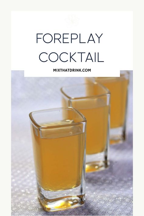 The Foreplay Cocktail is a very simple shooter cocktail featuring the flavors of almond and pineapple. It’s a sweet, rich, intoxicating combination. Cocktail Amaretto, Dinner Party Drinks, Alcohol Shots, Christmas Drinks Recipes, Light Cocktails, Shots Alcohol, Juice Branding, Happy Hour Drinks, Organic Juice