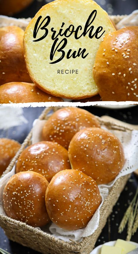 Hamburger Brioche Bun, Best Brioche Bun Recipe, Quick Brioche Buns, Sweet Hamburger Buns, Best Burger Buns Recipe, Brioche Bread Buns, Brioche Slider Buns Recipe, Yeast Burger Buns, Best Hamburger Buns Recipe