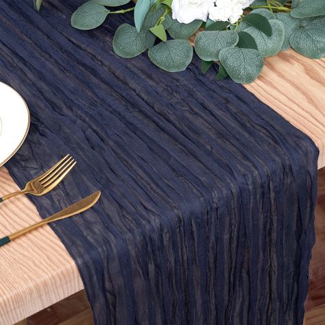 PRICES MAY VARY. 【Package Contents】The package includes 6 pieces 13ft navy blue gauze table runners. The size of each cheesecloth table runner is about 35 x 157 inches, elegant and good looking design, exquisite in craftsmanship, and the quantity is sufficient for your daily use and replacement needs. Pefect selection for personal usage or as a gift. Use cheesecloth table runners for any occasion or decorative need. 【High-quality Material】The table runner is made of delicate cheesecloth gauze co Navy Blue Table Decor, Black And Blue Wedding Theme, Blue Cheesecloth Table Runner, Sheer Table Runner, Birthday Party Cake Table, Table Runner For Wedding, Navy Table, Gauze Table Runner, Party Cake Table