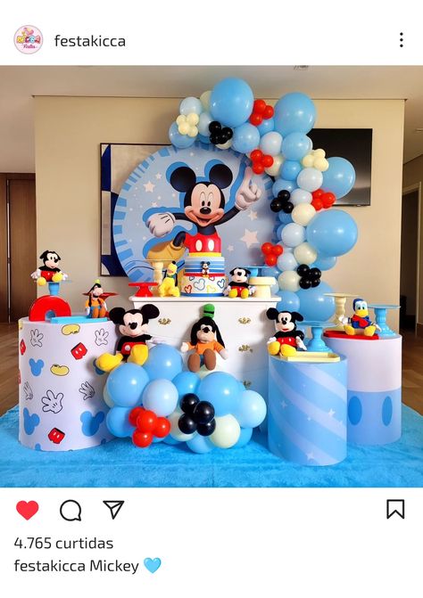 Blue Mickey Mouse Birthday, Fiesta Mickey Mouse, Minnie Y Mickey Mouse, Mickey Baby, Maternity Photography Poses Pregnancy Pics, School Jobs, Mickey Mouse Birthday Party, 1 Birthday, First Birthday Decorations