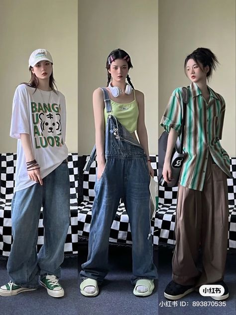 Grunge Fashion Style, Hip Hop Style Outfits, Band Artwork, Ropa Hip Hop, Boyish Outfits, Estilo Tomboy, Asian Streetwear, Estilo Harajuku, Cosplay Kawaii